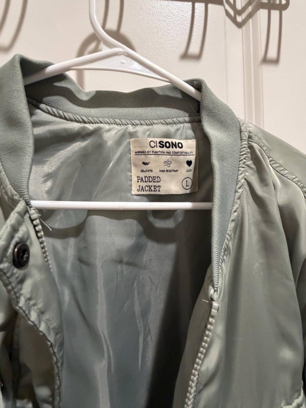 Ci Sono Sage Green Cropped Bomber Jacket - Picture 2 of 6
